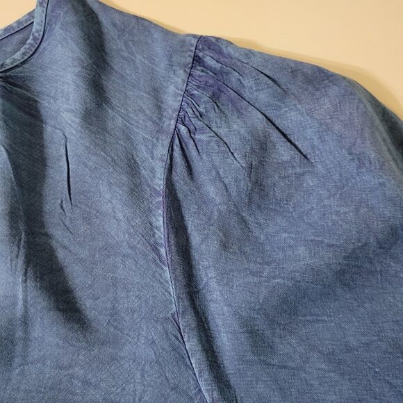 Wednesday's Girl Women's Tiered Blue Peasant Dress - Picture 13 of 16